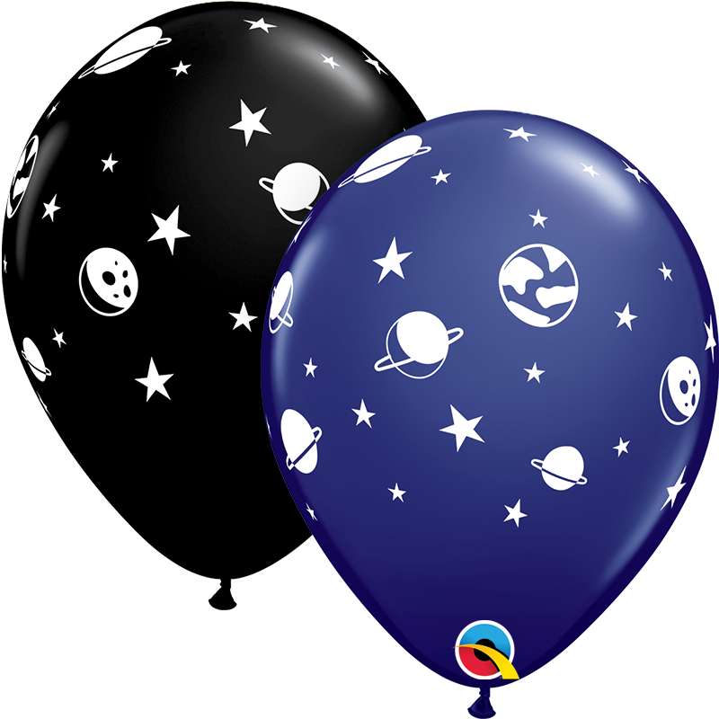 11" Celestial Fun Navy, Onyx Black Latex Balloons