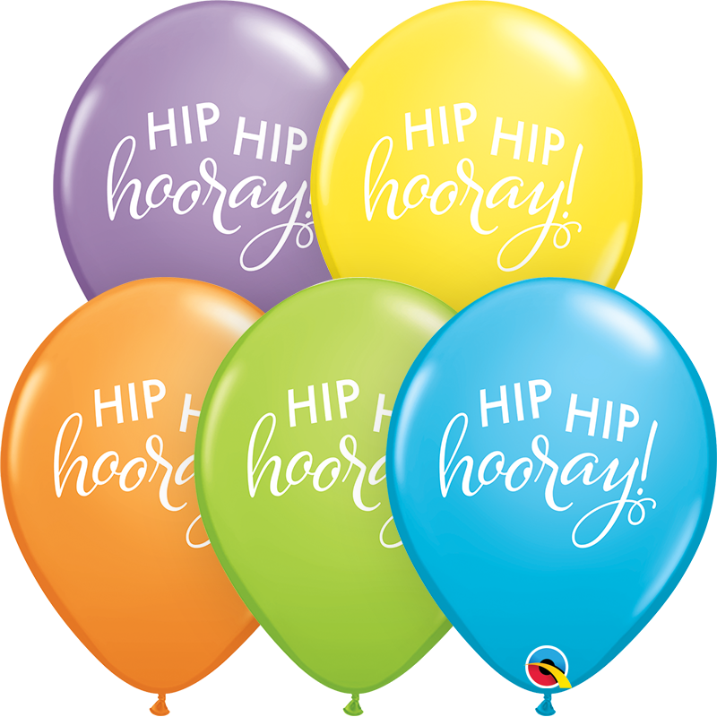 11" Simply Hip Hip Hooray Bright Pastel Latex Balloons