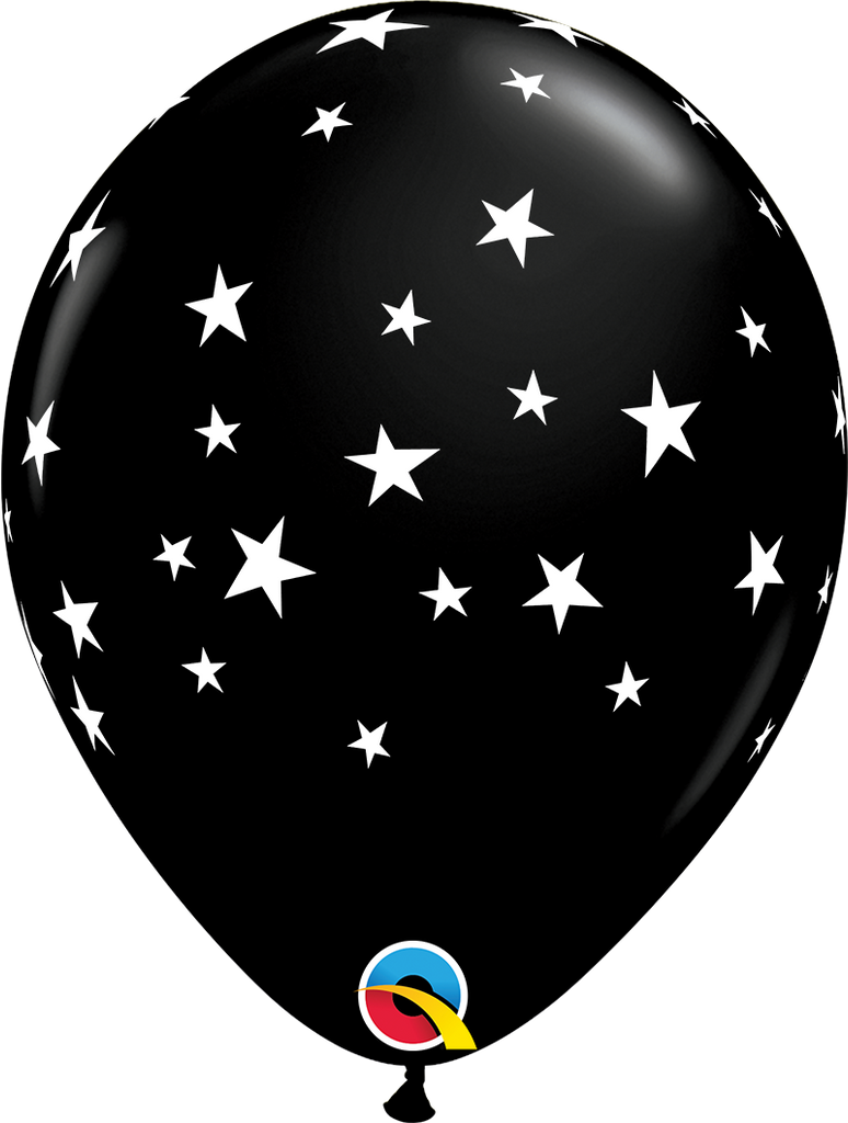 11" Contempo Stars Onyx Black Latex Balloons