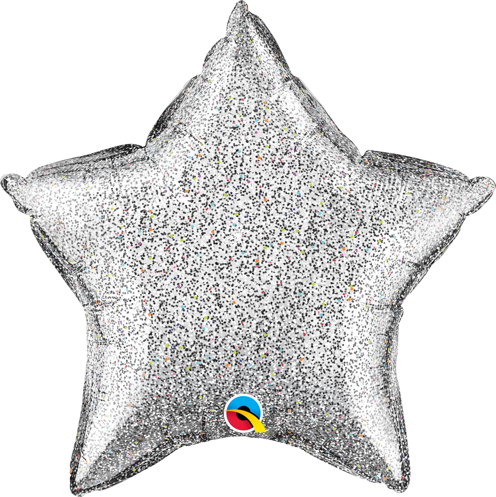 20" Glittergraphic Star Silver Foil Balloon