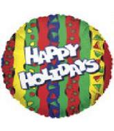 9" Airfill Only Happy Holiday Stripes Balloon
