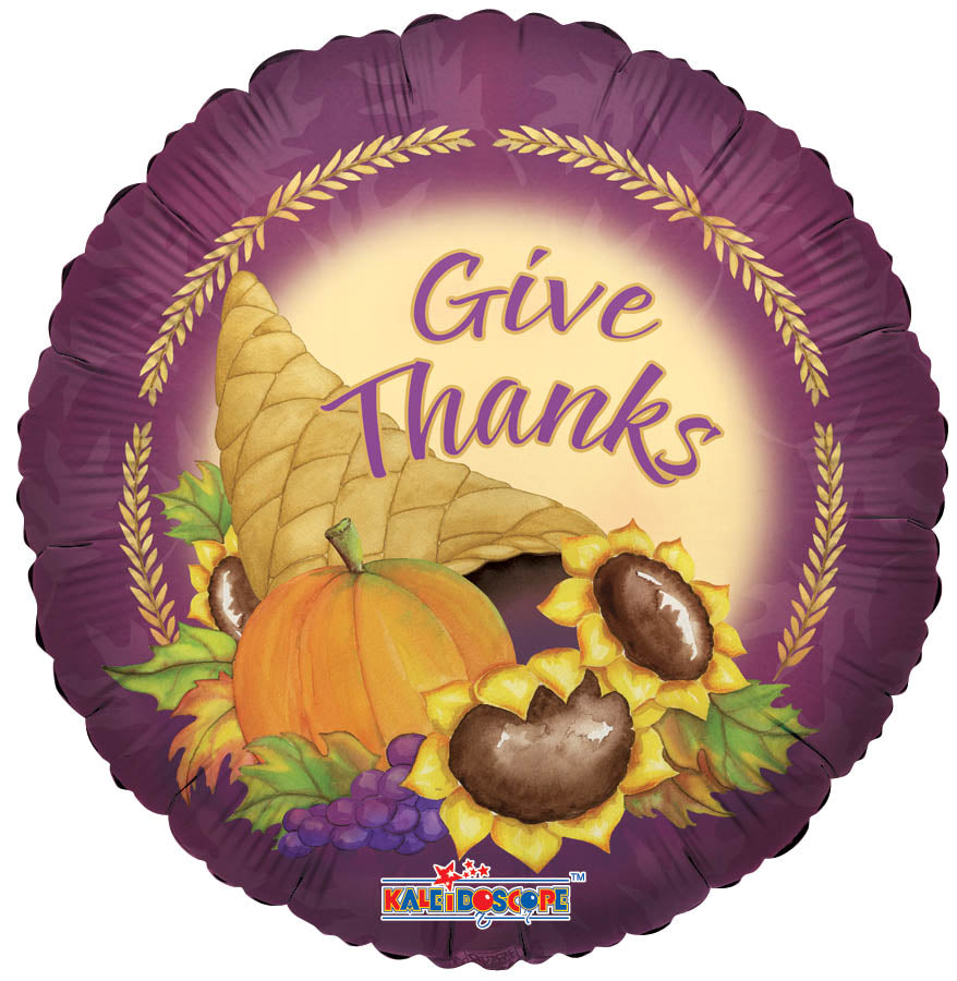 9" Airfill Only Give Thanks Balloon