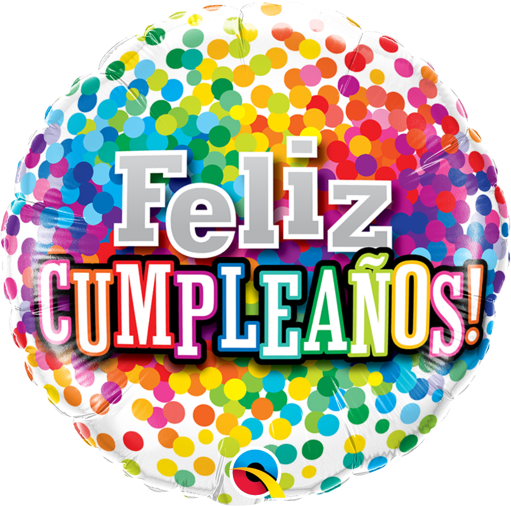 18" Cumpleaños Rainbow Confetti Foil Balloon (Spanish)