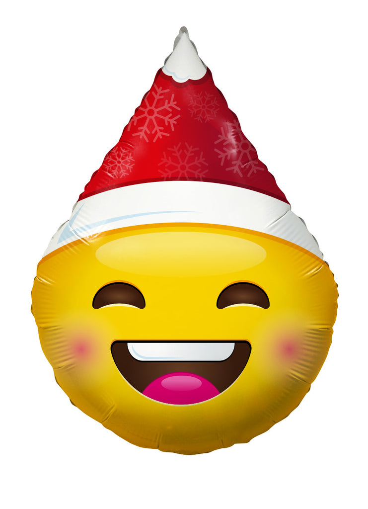 12" Airfill Only Smiley With Christmas Hat Foil Balloon