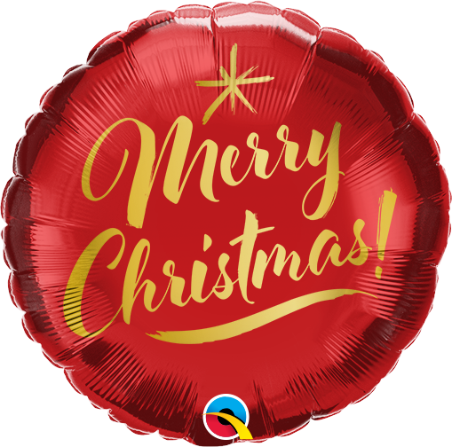 9" Airfill Only Christmas Gold Script Red Foil Balloon