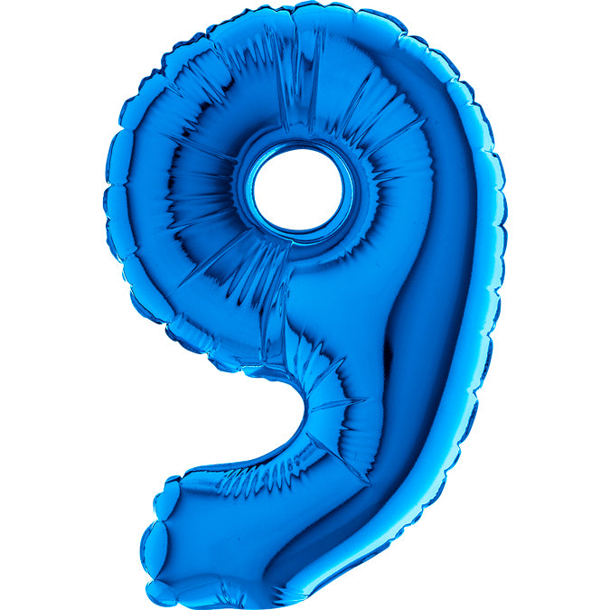 7" Airfill Only (requires heat sealing) Number Balloon 9 Blue