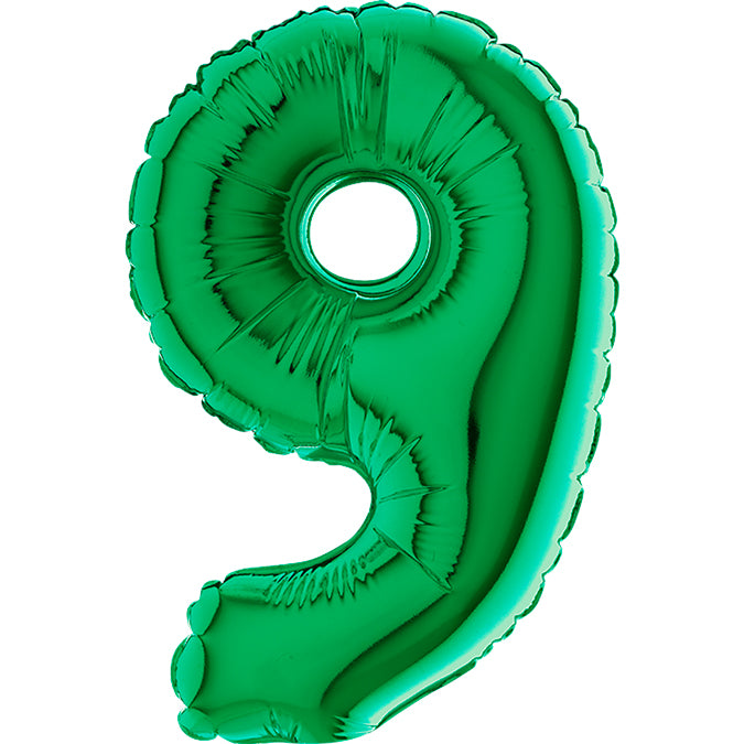 7" Airfill Only (requires heat sealing) Number Balloon 9 Green