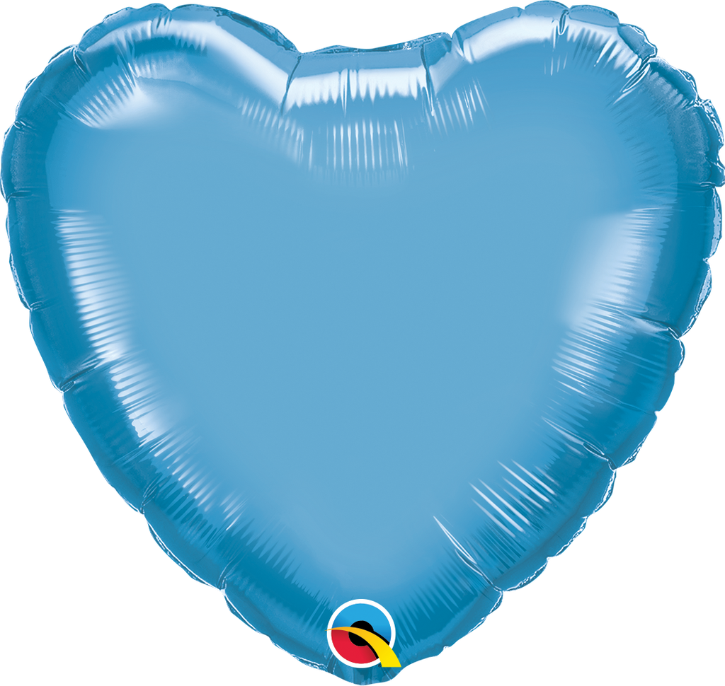 18" Heart Qualatex Chrome Blue Foil Balloon