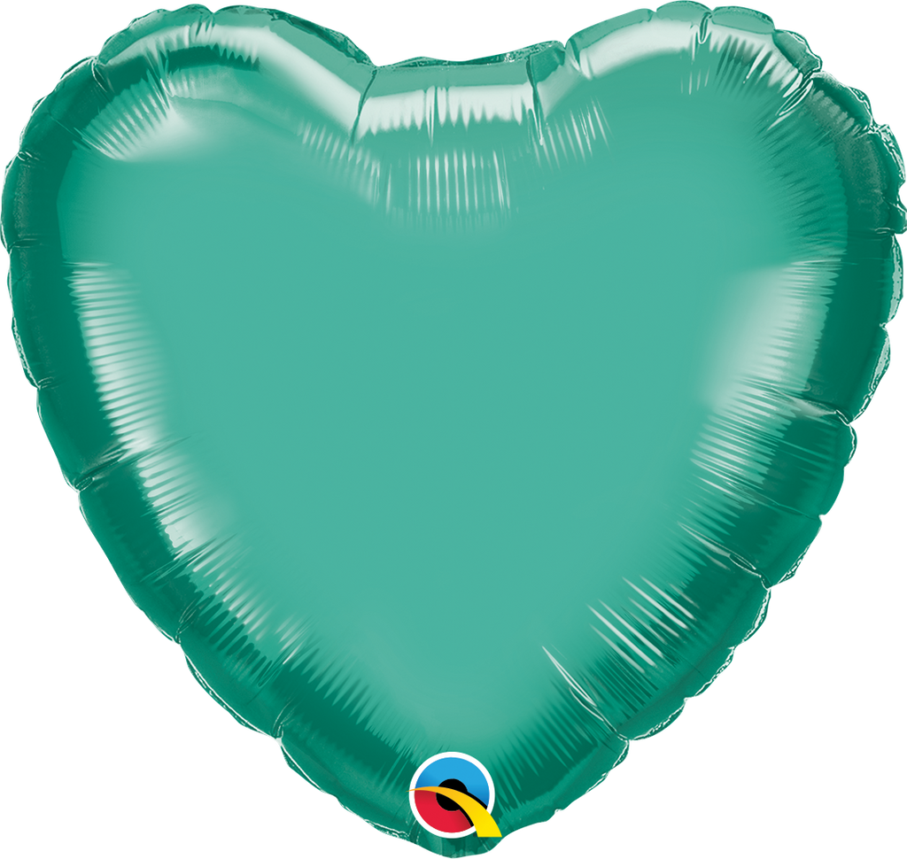 18" Heart Qualatex Chrome Green Foil Balloon