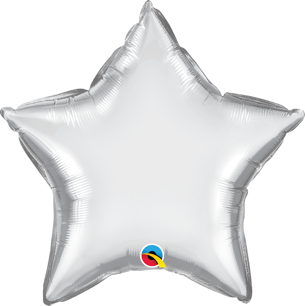 20" Star Qualatex Chrome Silver Foil Balloon