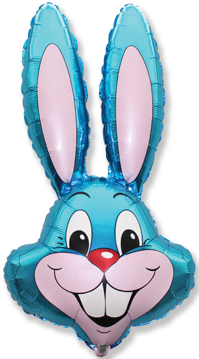 35" Bunny Rabbit Head Blue Foil Balloon
