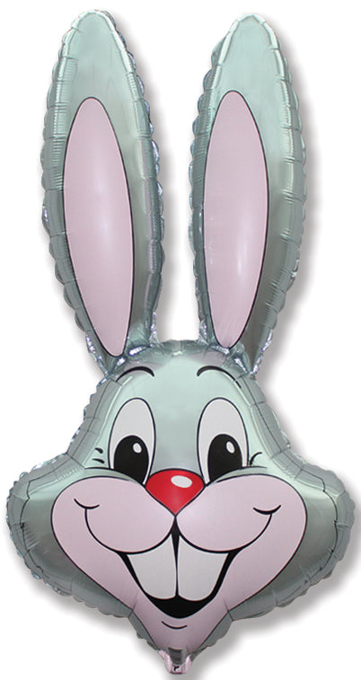 35" Bunny Rabbit Head Grey Foil Balloon