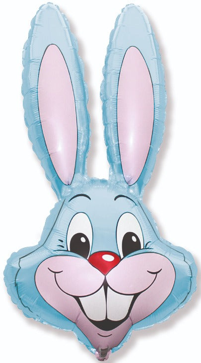 35" Bunny Rabbit Head Pastel Blue Foil Balloon