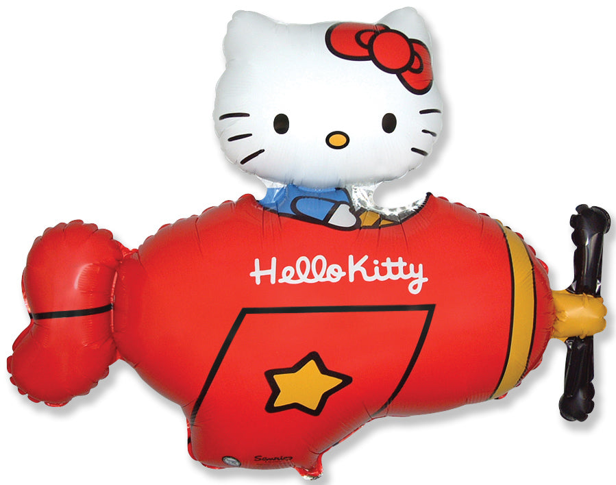 30" Jumbo Hello Kitty Plane Balloon Red