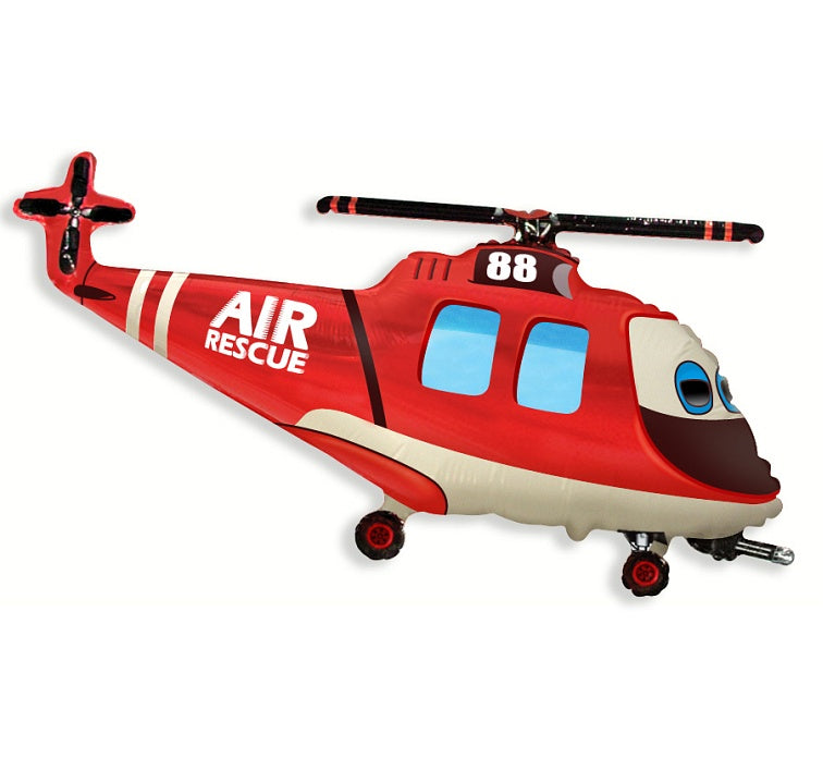 24" Red Rescue Helicopter Shaped Balloon
