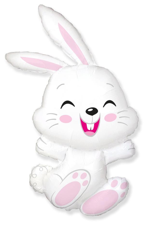 Pink and White Bunny Rabbit Foil Balloon