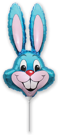 16" Airfill Only Blue Bunny Rabbit Head Foil Balloon