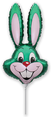 16" Airfill Only Green Bunny Rabbit Head Foil Balloon
