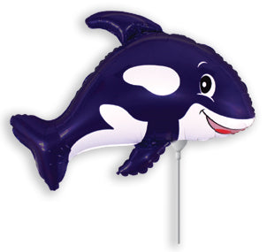 Airfill Only Black Friendly Whale Balloon
