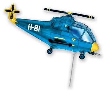 Airfill Only Blue Helicopter Balloon