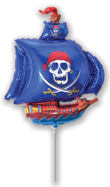 Airfill Only Blue Pirate Ship Balloon