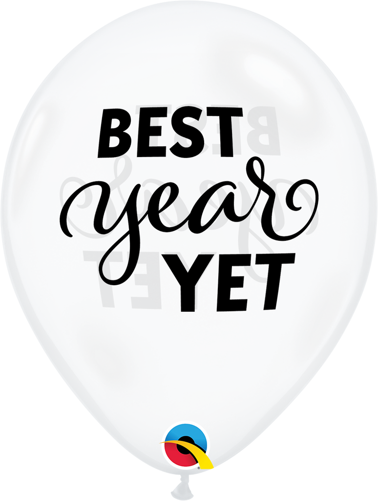 11" Best Year Yet Diamond Clear Latex Balloons (50 Per Bag)