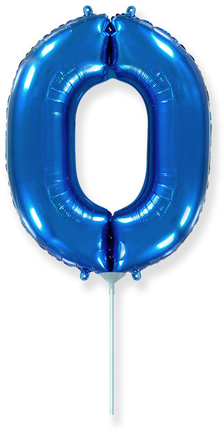 14" Airfill Only Flexmetal Foil Balloon Number "0" Blue