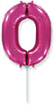 14" Airfill Only Flexmetal Foil Balloon Number "0" Fuchsia
