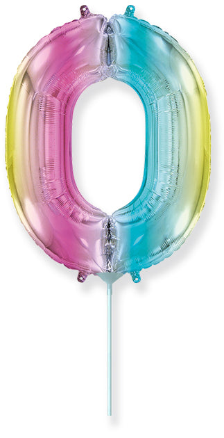 14" Airfill Only Flexmetal Foil Balloon Number "0" Gradient