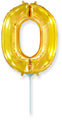 14" Airfill Only Flexmetal Foil Balloon Number "0" Gold