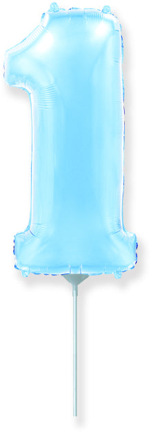 14" Airfill Only Flexmetal Foil Balloon Number "1" Pastel Baby Blue