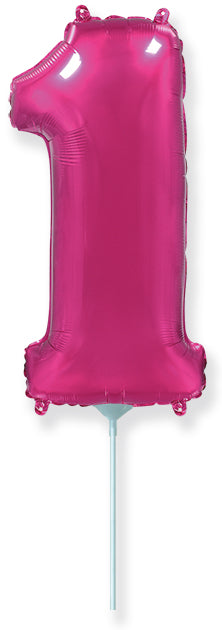 14" Airfill Only Flexmetal Foil Balloon Number "1" Fuchsia