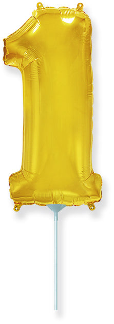14" Airfill Only Flexmetal Foil Balloon Number "1" Gold