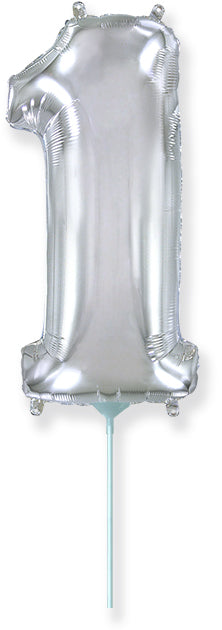 14" Airfill Only Flexmetal Foil Balloon Number "1" Silver
