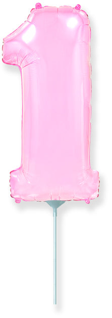 14" Airfill Only Flexmetal Foil Balloon Number "1" Pastel Pink