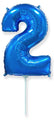 14" Airfill Only Flexmetal Foil Balloon Number "2" Blue