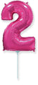 14" Airfill Only Flexmetal Foil Balloon Number "2" Fuchsia