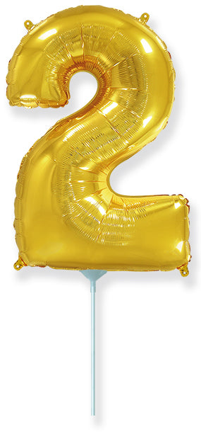 14" Airfill Only Flexmetal Foil Balloon Number "2" Gold