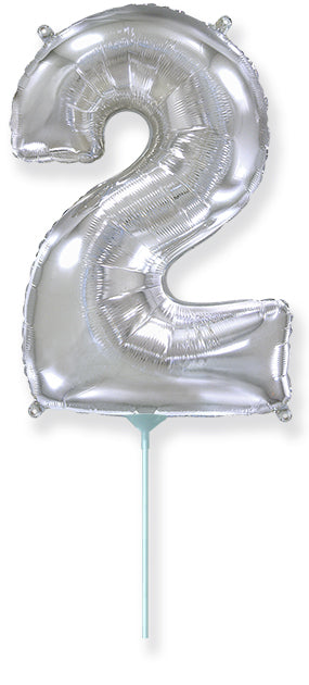 14" Airfill Only Flexmetal Foil Balloon Number "2" Silver