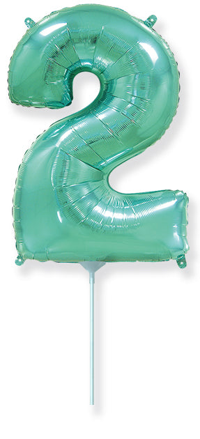 14" Airfill Only Flexmetal Foil Balloon Number "2" Turquoise
