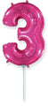 14" Airfill Only Flexmetal Foil Balloon Number "3" Fuchsia
