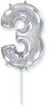 14" Airfill Only Flexmetal Foil Balloon Number "3" Silver