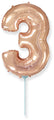 14" Airfill Only Flexmetal Foil Balloon Number "3" Rose Gold