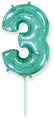 14" Airfill Only Flexmetal Foil Balloon Number "3" Turquoise