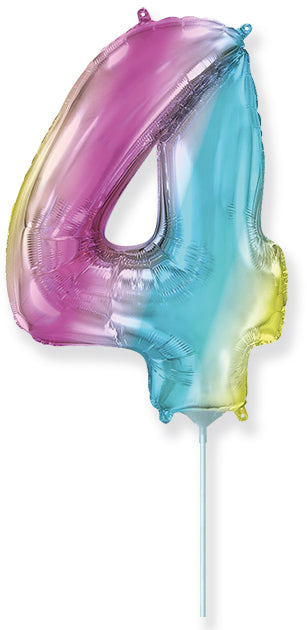14" Airfill Only Flexmetal Foil Balloon Number "4" Gradient