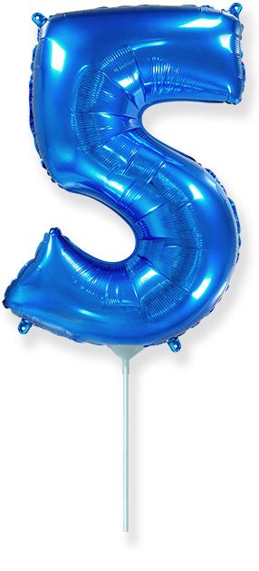 14" Airfill Only Flexmetal Foil Balloon Number "5" Blue