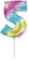 14" Airfill Only Flexmetal Foil Balloon Number "5" Gradient