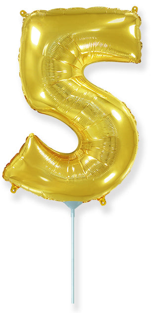 14" Airfill Only Flexmetal Foil Balloon Number "5" Gold