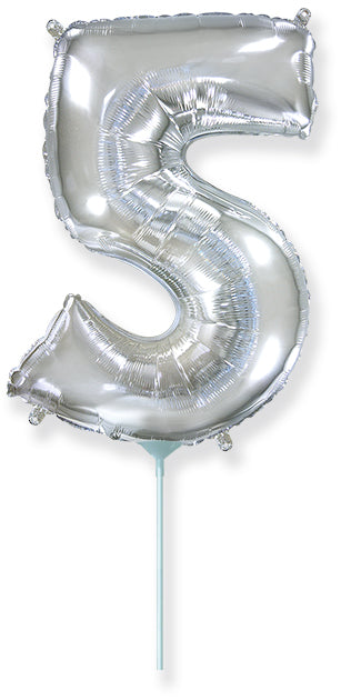 14" Airfill Only Flexmetal Foil Balloon Number "5" Silver