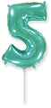 14" Airfill Only Flexmetal Foil Balloon Number "5" Turquoise